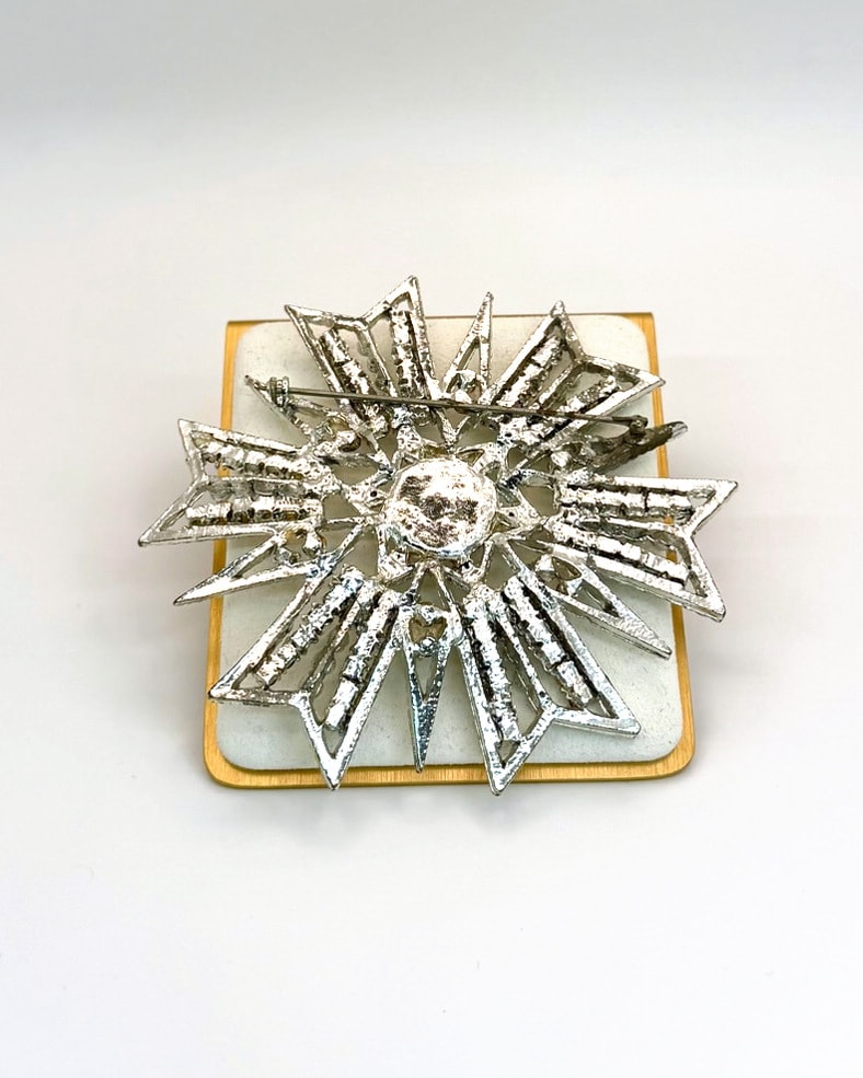 Silver-Tone Starburst Brooch Pin