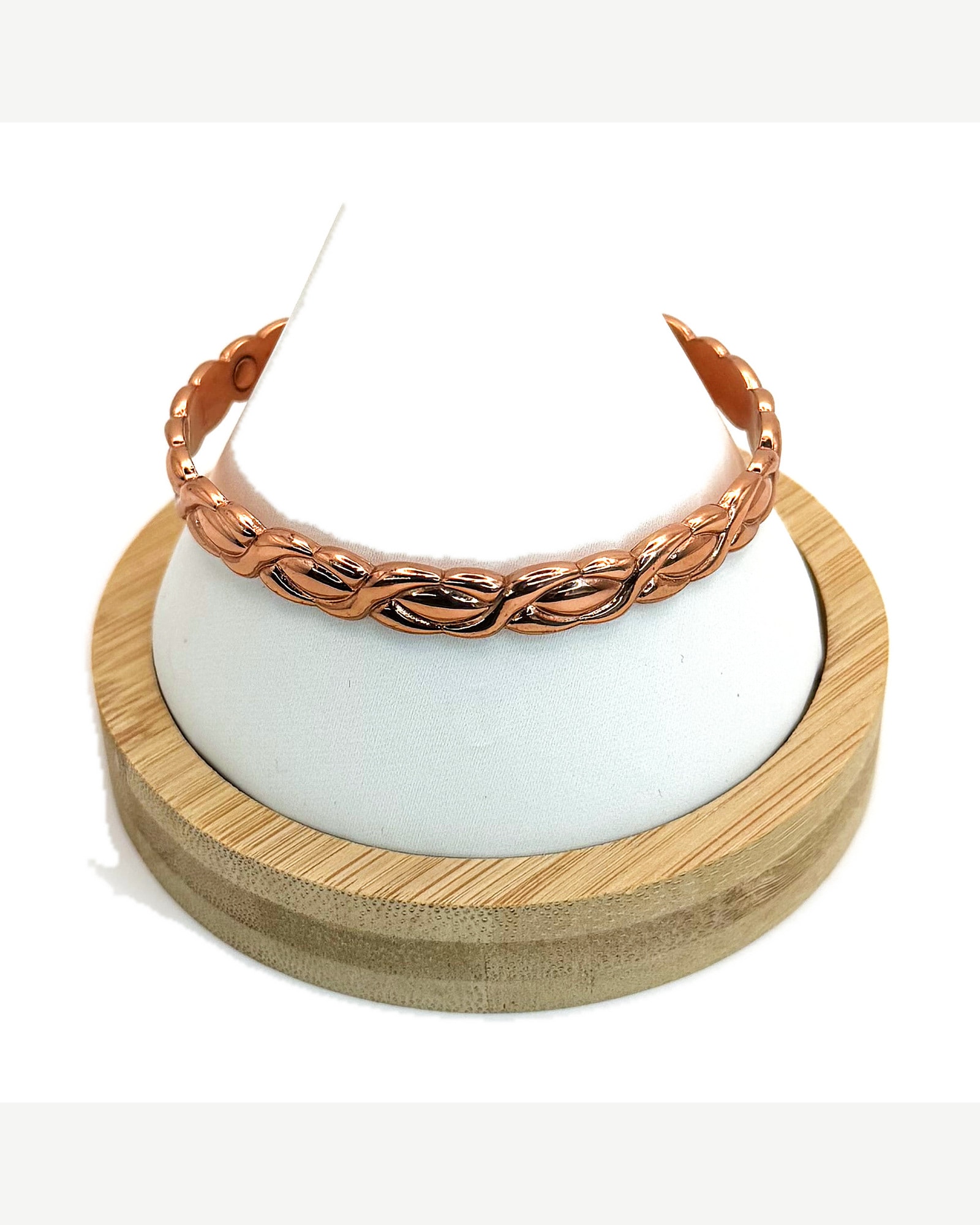 Rose Gold-Tone Hinged Bangle Bracelet with Interwoven Motif