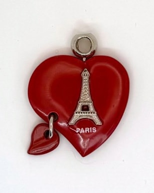 Red Heart Paris Eiffel Tower Pendant Charm