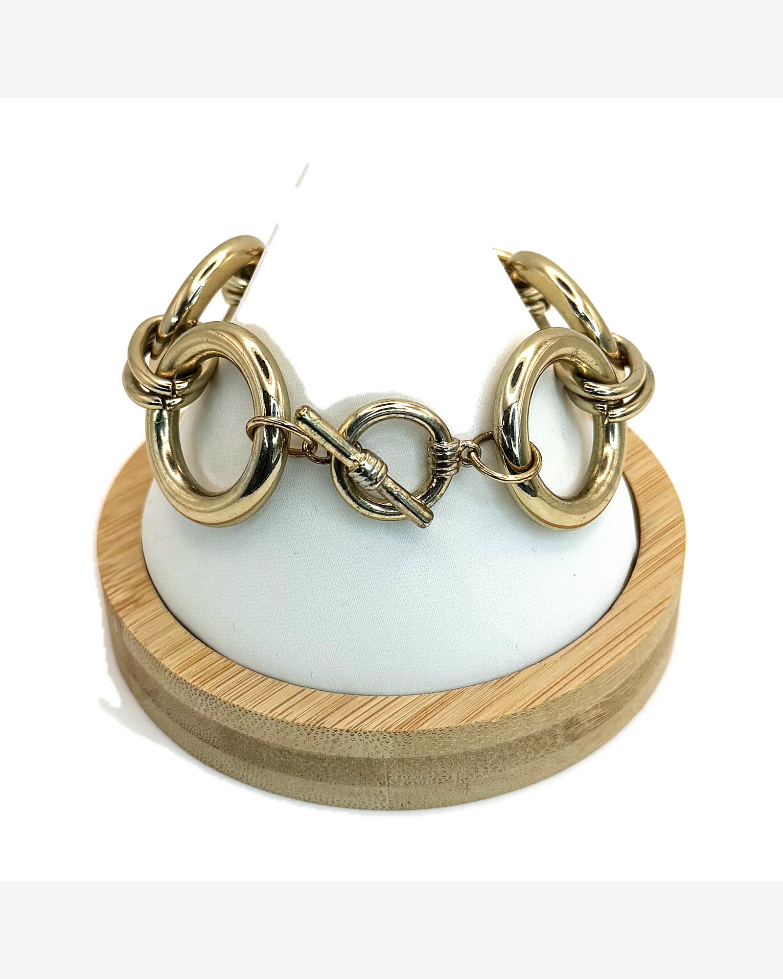 Gold-Tone Chunky Oval Link Toggle Bracelet