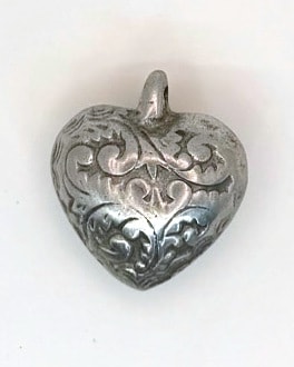 Silver-Tone Engraved Heart Pendant Charm