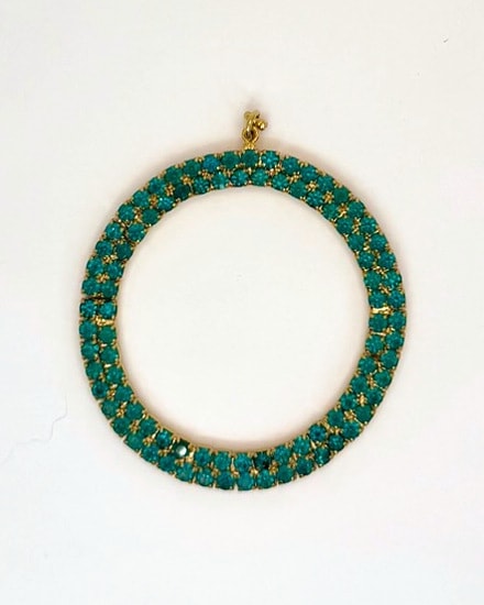 Gold-Tone Oval Pendant with Blue-Green Stones