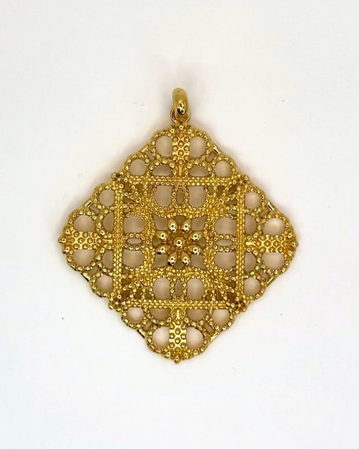Gold-Tone Openwork Filigree Pendant