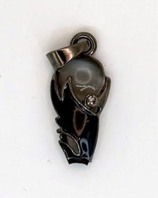 Small Gunmetal-Tone Pendant Charm with Clear Stone Accent