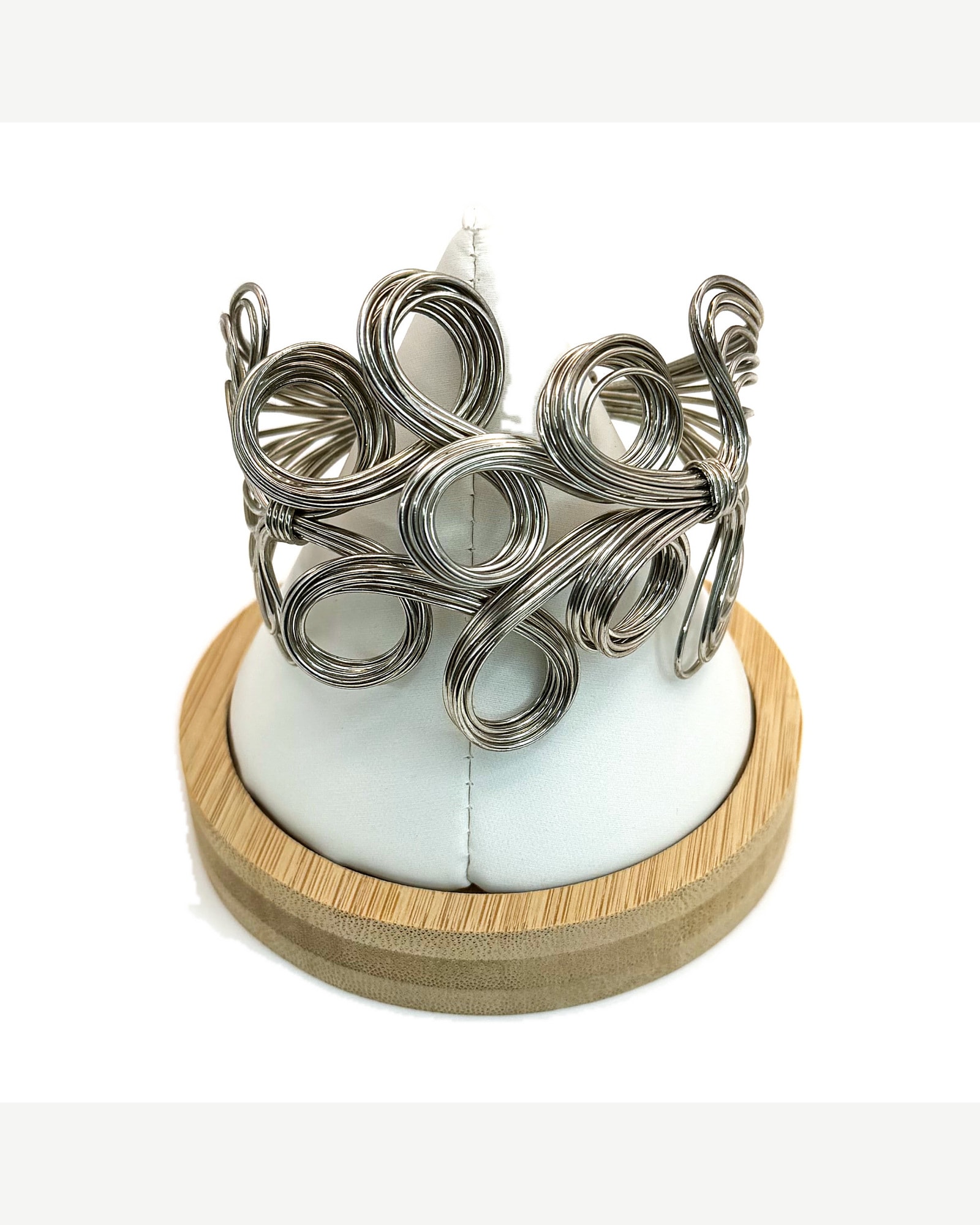 Abstract Silver-Tone Multi-Loop Wire Cuff Bracelet
