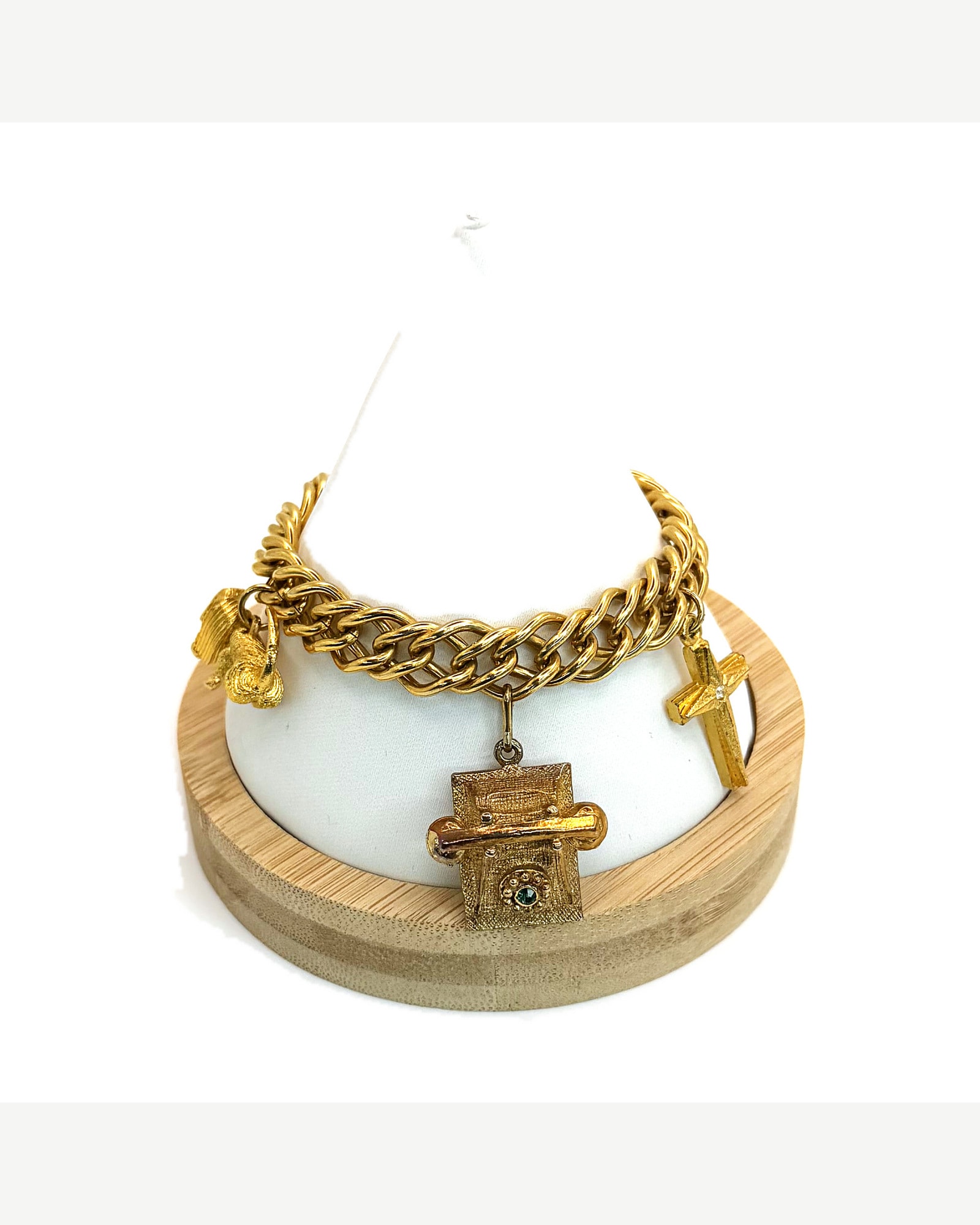 Vintage Style Gold-Tone Religious Charm Bracelet