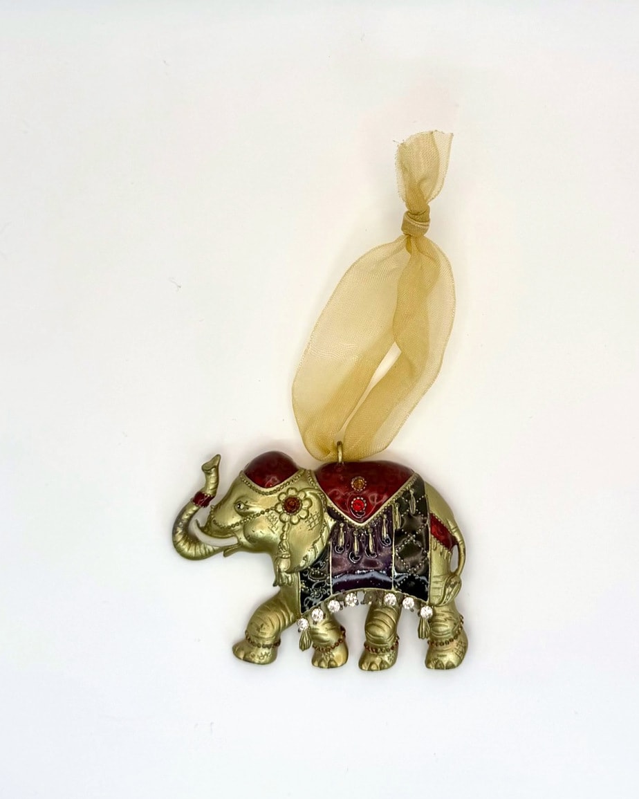 Gold-Tone Elephant Hanging Ornament with Enamel Accents