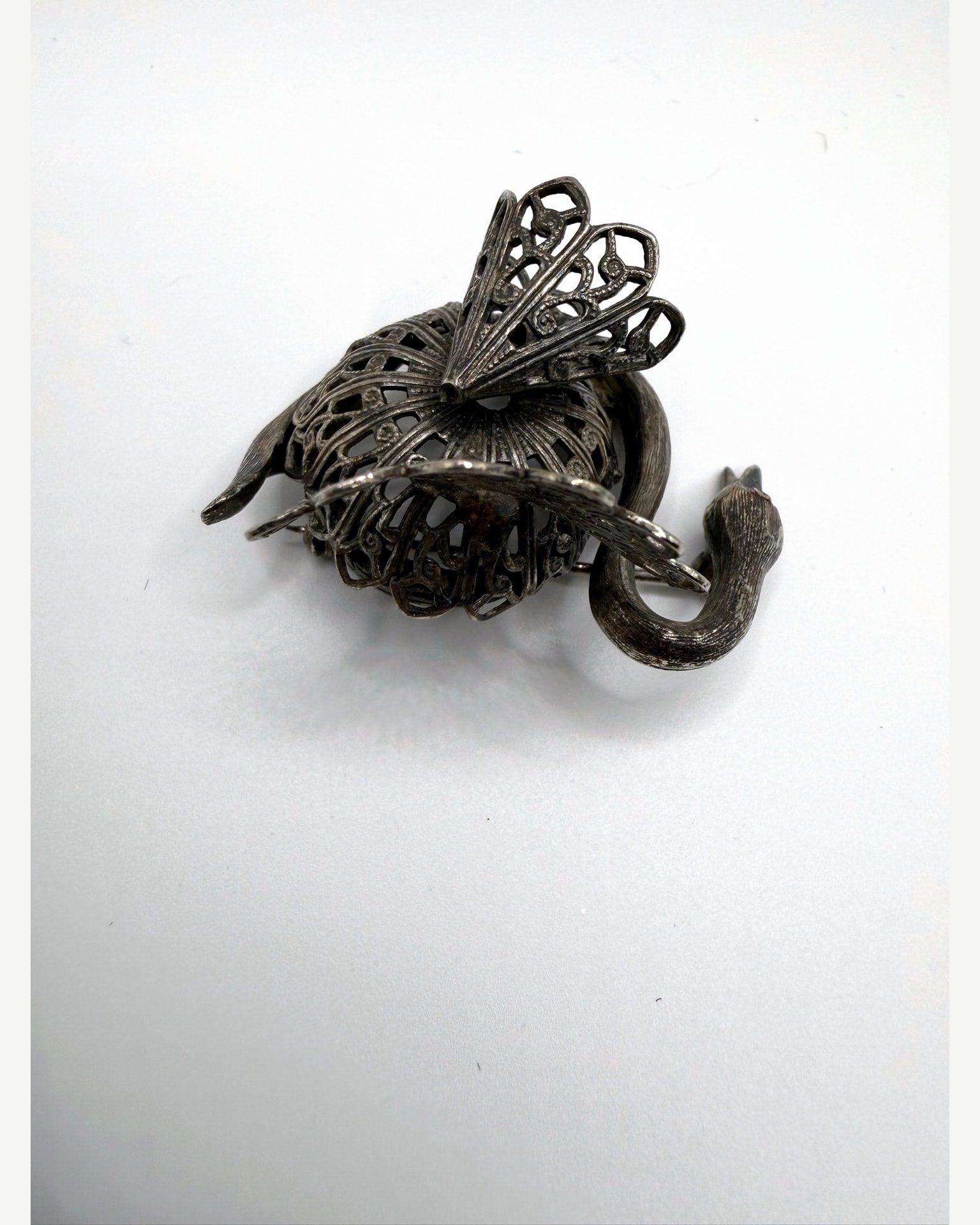 Vintage Style Silver-Tone Swan Figural Brooch