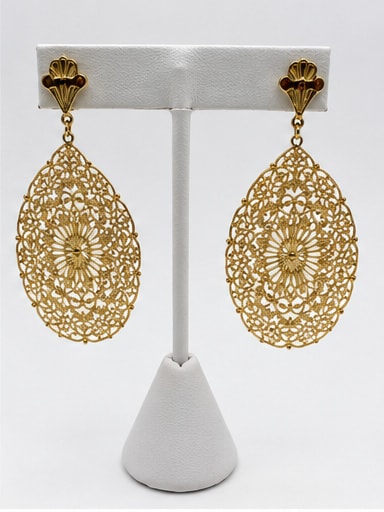 Gold-Tone Filigree Dangle Earrings with Leverback Closures