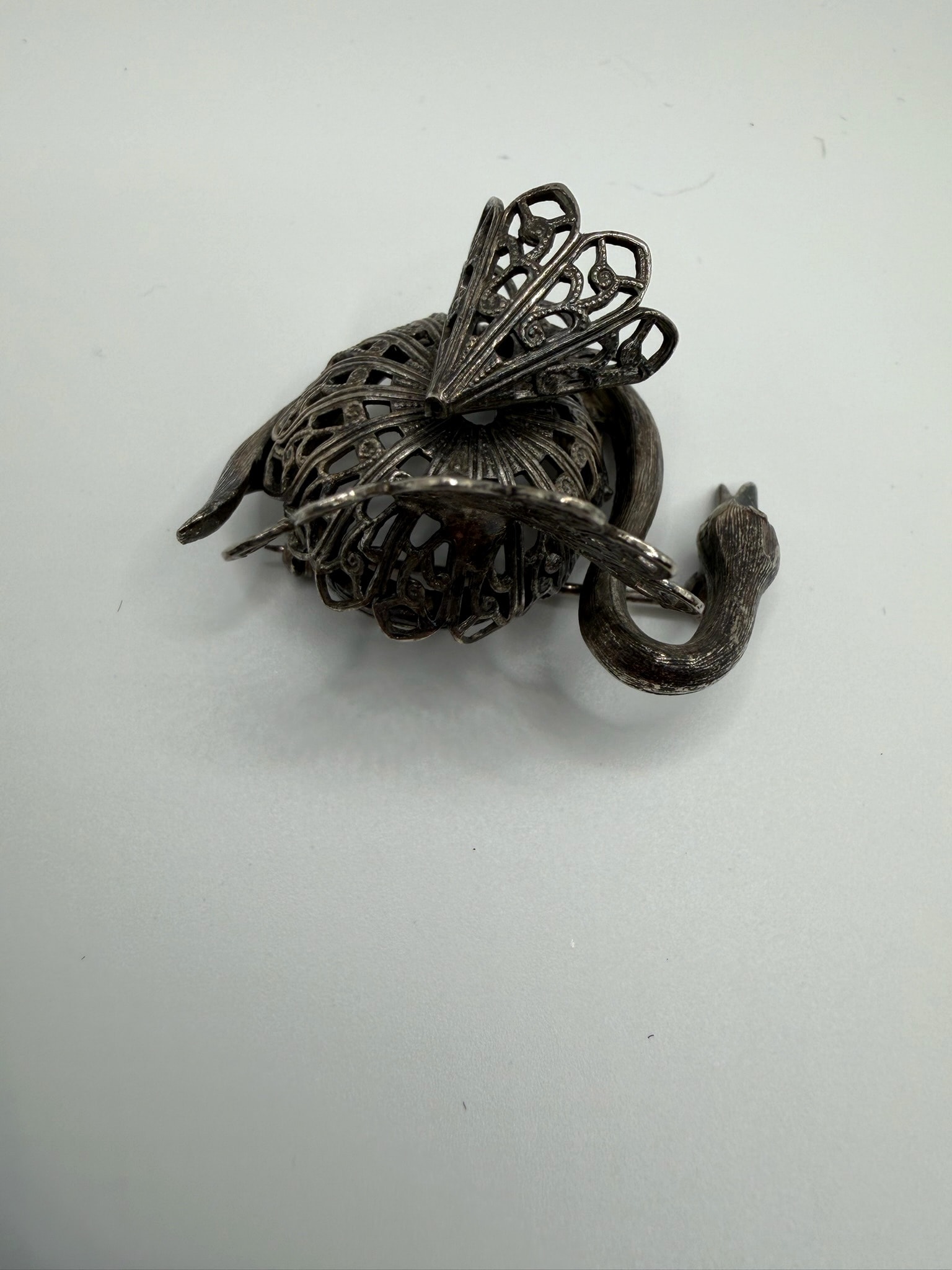 Vintage Style Silver-Tone Swan Figural Brooch